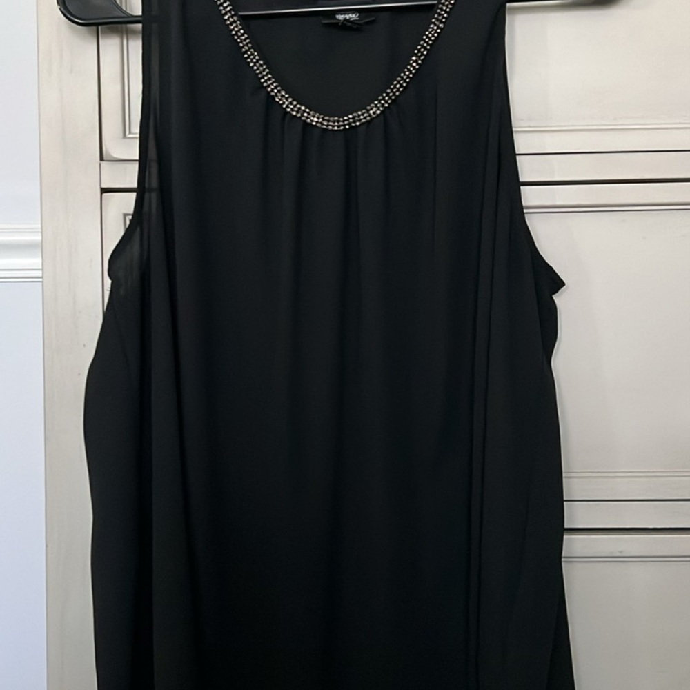 Black Embellished Scoop Neck Sleeveless Top